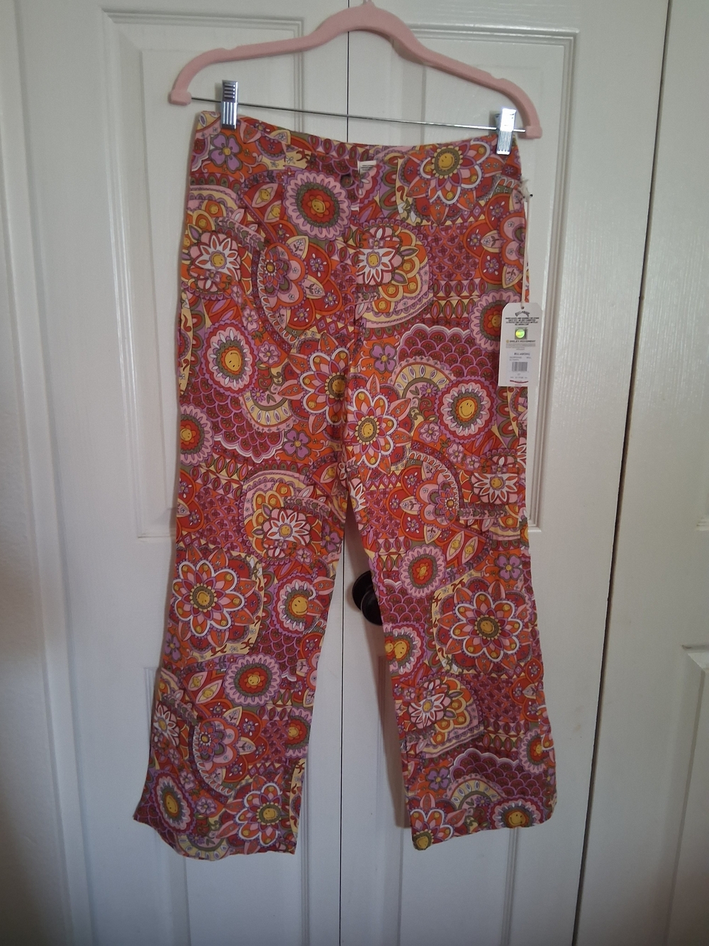 Billabong Pink and Orange Floral Wide Leg Jeans